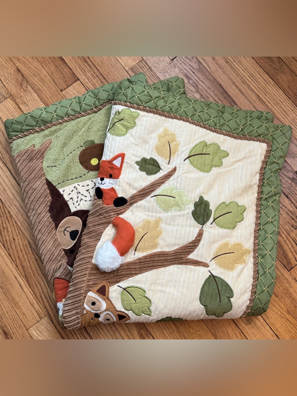 Lambs & Ivy Woodland Friends Baby Quilt - Green and Tan Nursery Blanket